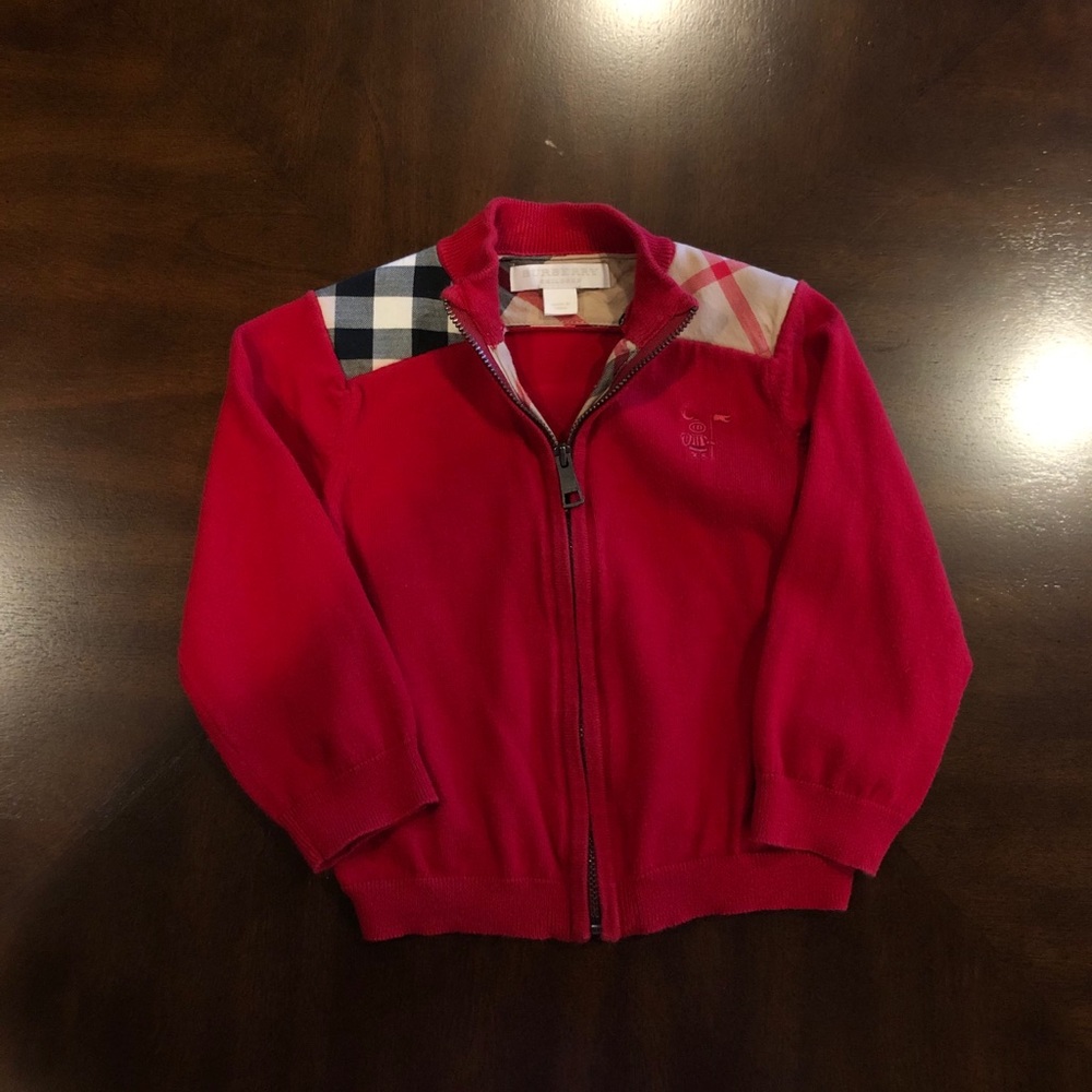 Burberry Kid’s Red Zip-Up Sweater